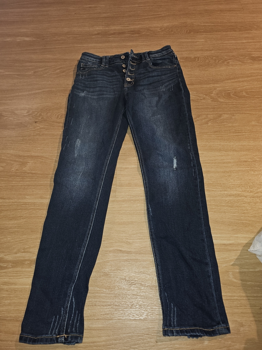 KanCan Dark Wash Straight Leg Jeans with Button-Fly